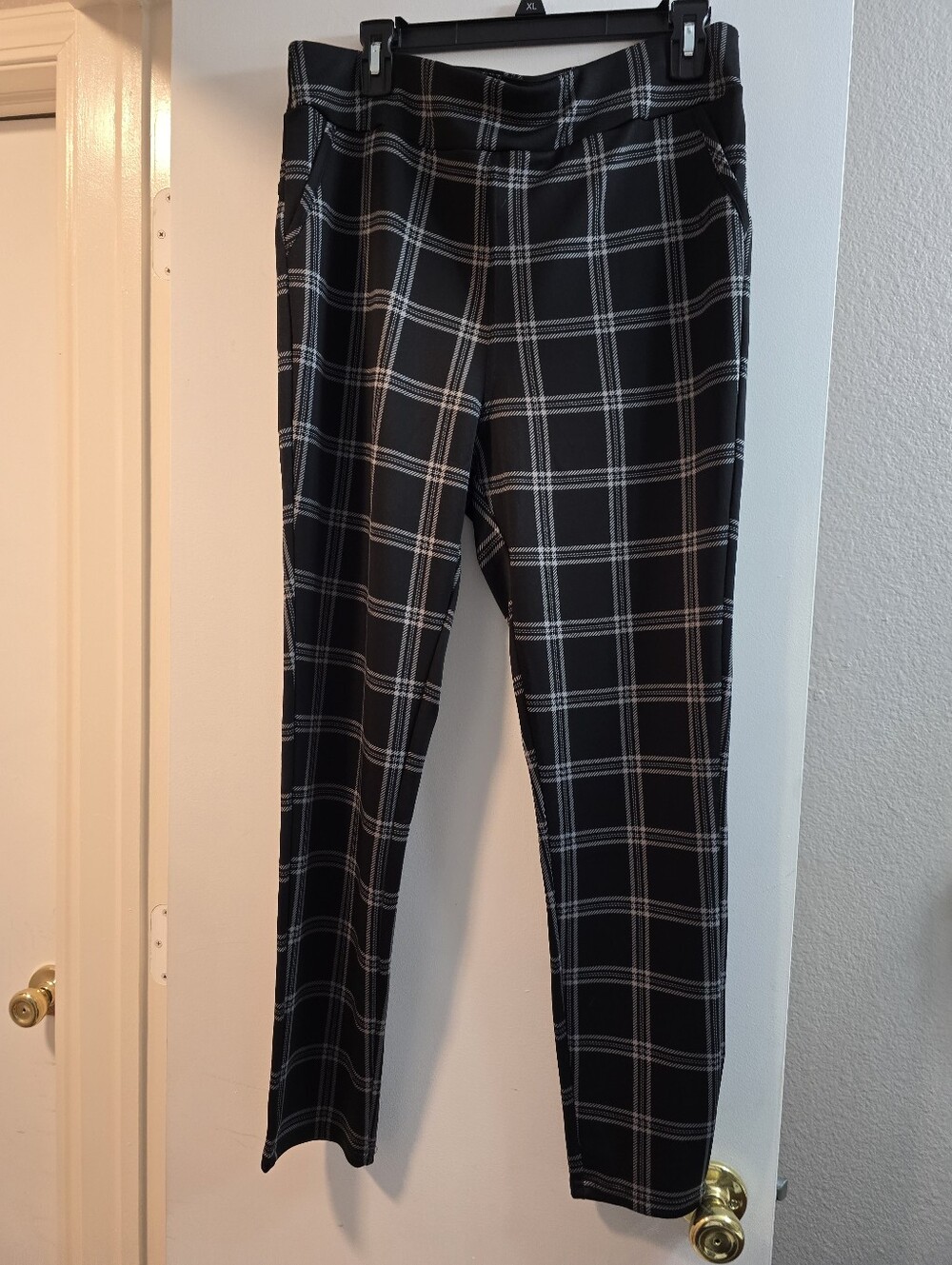 37 ShoSho Womens Black Plaid Stretch Scuba Dress Leggings